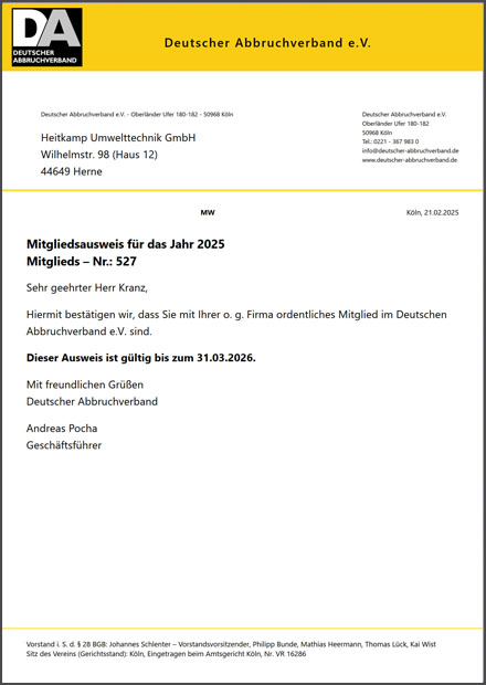 Zugehörigkeit zum Deutschen Abbruchverband