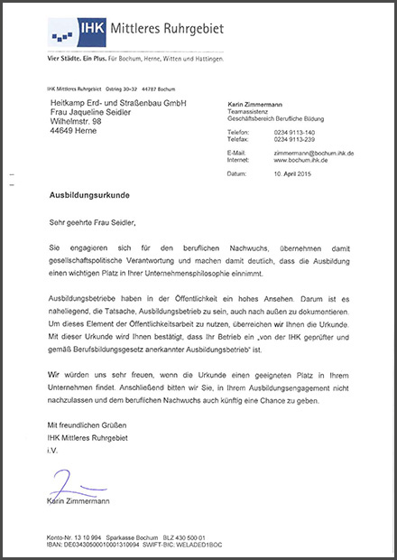 IHK Bochum Ausbildungsbetrieb