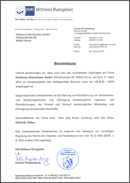 IHK Bescheinigung HBB