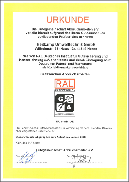 RAL Gütezeichen Abbrucharbeiten