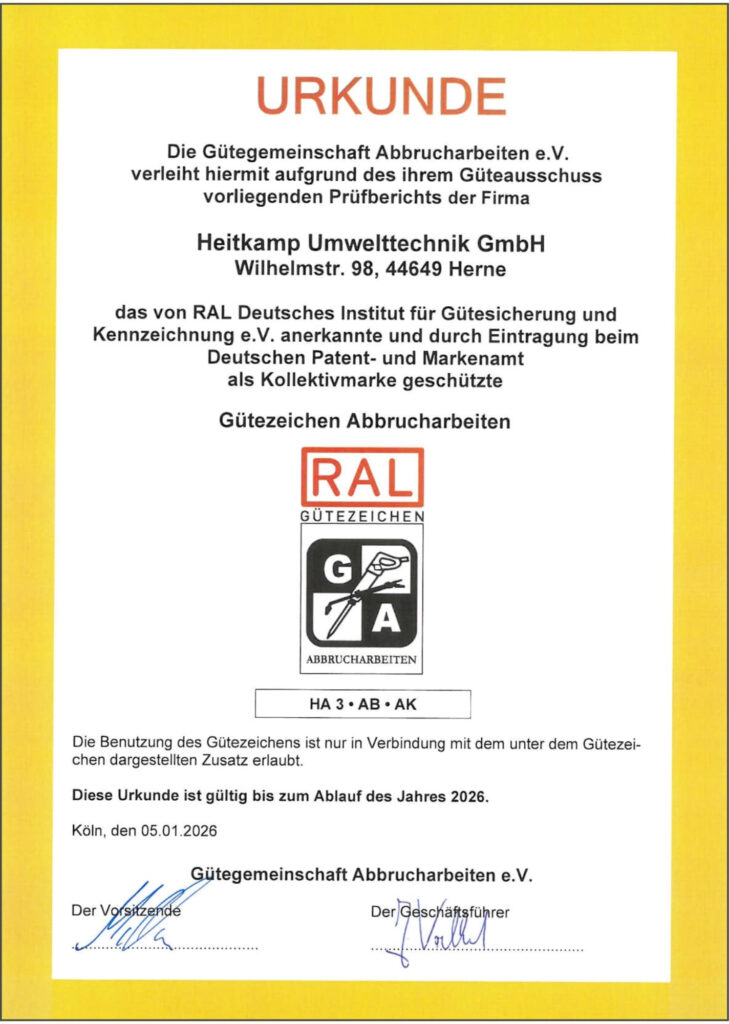 RAL Gütezeichen Abbrucharbeiten