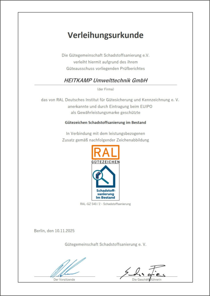 RAL Gütezeichen Schadstoffsanierung